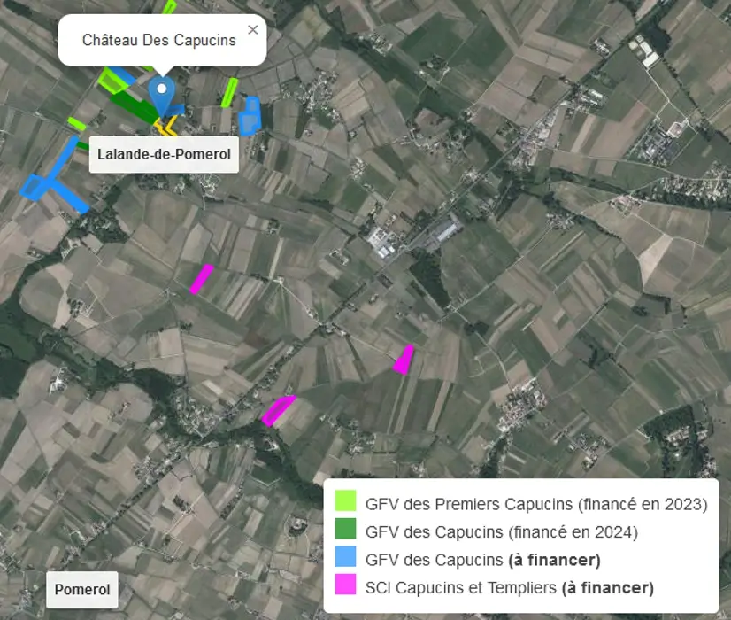Carte des parcelles aquises par la SCI Capucins et Templiers