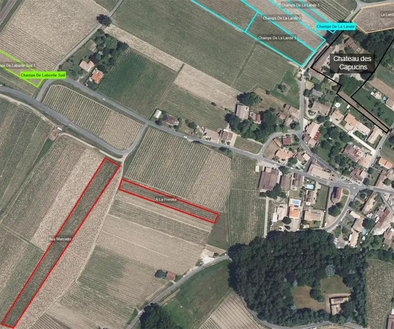 Carte des parcelles initialement attribuées à la SCI des Capucins
